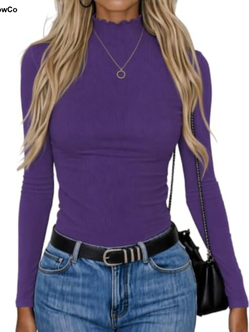 Zeagoo Long Sleeve Mock Neck Ribbed Slim Fit Top